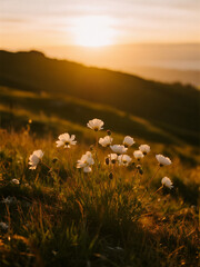 Gentle Meadow with White Blossoms
