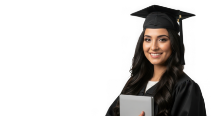 Happy young woman graduate celebrating educational achievement.