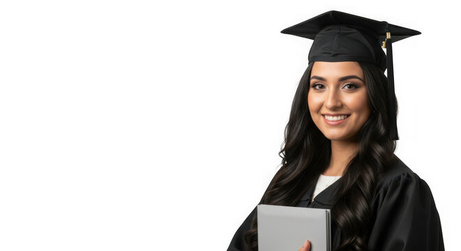Happy young woman graduate celebrating educational achievement.