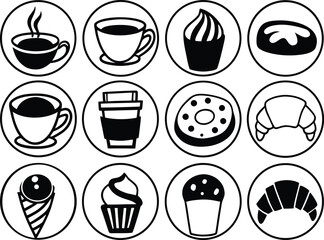 black and white icon set