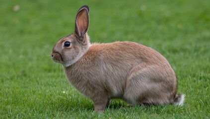 The Flemish Giant Rabbit, a prominent domestic breed known for its size, outdoors on a farm, showcasing its natural habitat