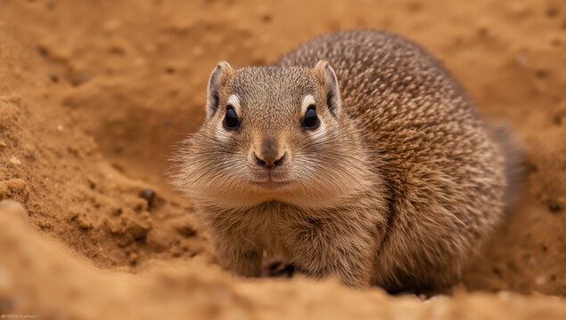Ground squirrel foraging in a natural habitat, focus on isolation