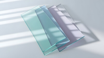 Futuristic Translucent Glass Panels in Pastel Gradient — 3D Minimal Design