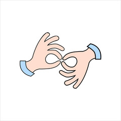 Sign language line icon for deaf 
