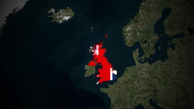 United Kingdom Shines Illuminated UK Map Animation Geographical Beauty European Union and Political Landscape Britain s