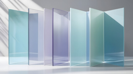 Futuristic Translucent Glass Panels in Pastel Gradient — 3D Minimal Design