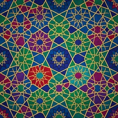 Vibrant Islamic Geometric Seamless Pattern