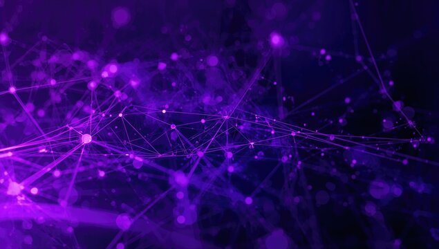 Abstract polygonal technology network in purple and blue hues, suitable for tech-related layouts