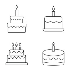 Birthday cake icon.  Cake birthday icon concept stroke on white background. Birthday cake with candles sketch icon for infographic, website or app. Hand drawn Birthday cake with candles icon.