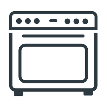 Minimalist kitchen stove and oven icon for design.