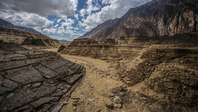 In arid regions, sudden heavy rains often lead to rapid soil erosion and the formation of gullies in the terrain.
