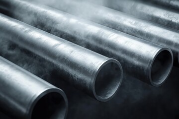 Steel pipes in a workshop setting showcasing industrial design and engineering