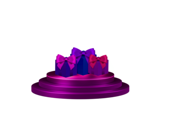 beautifully packed gift box on a podium. Shopping concept isolated on png transparent background. 3d render mockup