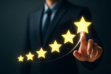 Customer Satisfaction and Business Rating Concept — Five Star Review and Quality Feedback