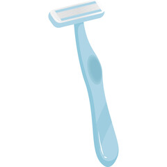 Light Blue Disposable Razor Tool For Shaving Body Hair With Rounded Ergonomic Handle And Multiple Blades On White Isolated Background Flat Design