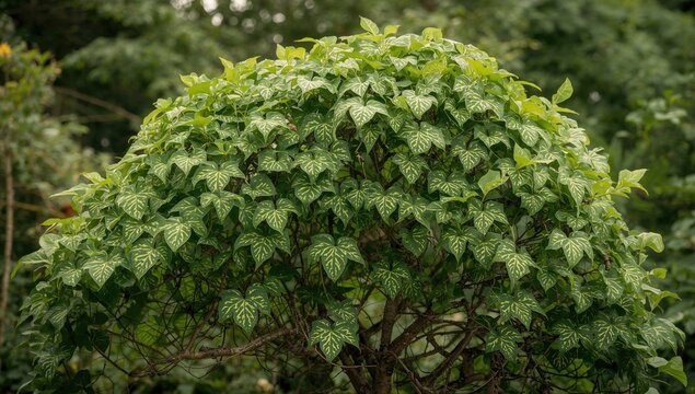 Leaves and vines of Tinospora cordifolia tree in the garden, showcasing seasonal change