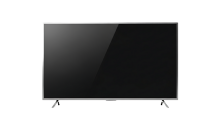 Isolated television set with a silver frame and a blank screen on a black background studio shot