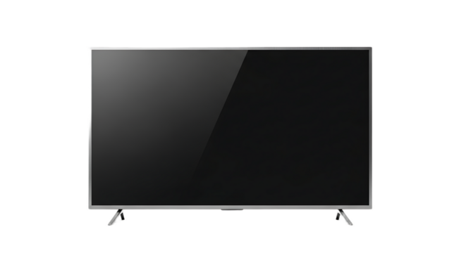 Isolated television set with a silver frame and a blank screen on a black background studio shot