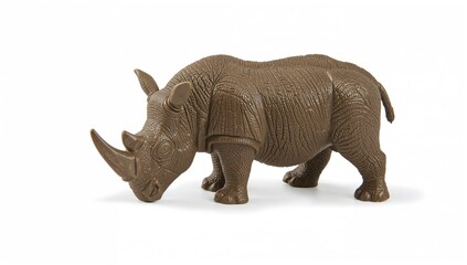 Obraz premium Small toy rhinoceros on a plain white backdrop