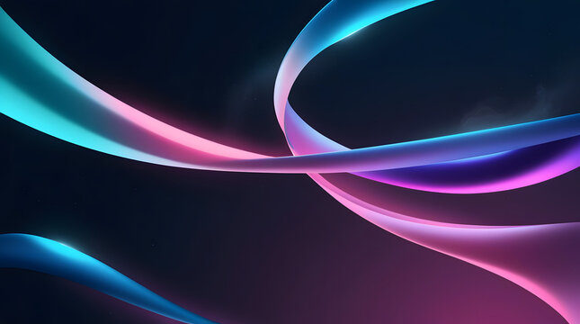 Futuristic Aurora Gradient — Flowing Neon Ribbons over Dark Background - Powered by Adobe