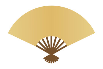 Elegant Gold Japanese Fan &ndash; Traditional Decorative Illustration