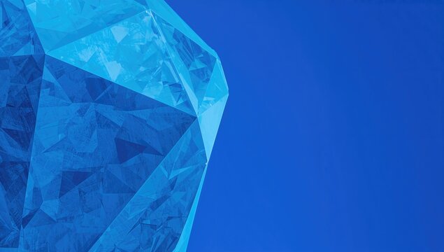 Close-up of geometric blue polygonal surface on blue backdrop, suitable for UI backdrop