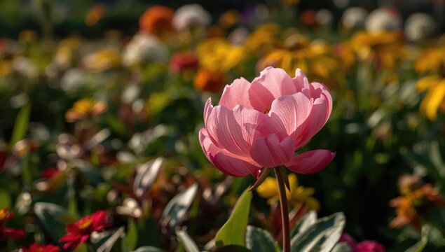 A blooming flower from Mt. Wujiang, showcasing vibrant pink petals, adding beauty to summer gardens