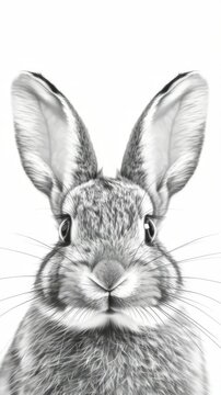 A rabbit with its head turned to the side. The rabbit has a black nose and is looking at the camera