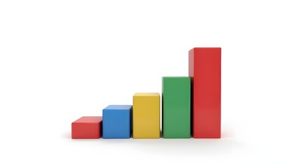 Clean 3D Infographic Element Illustrating Revenue Increase and Upward Trending Data