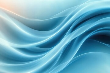 Fototapeta premium Smooth flowing blue and white translucent waves creating a calming abstract pattern with soft gradient light effects