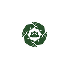 Corporate community hands icon flat vector design.