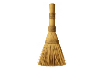 Traditional whisk broom for house cleaning on transparent background
