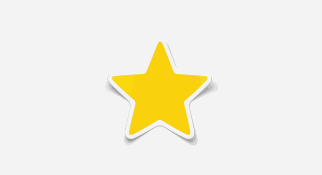 Vibrant yellow star sticker on a clean white backdrop promoting positivity and quality