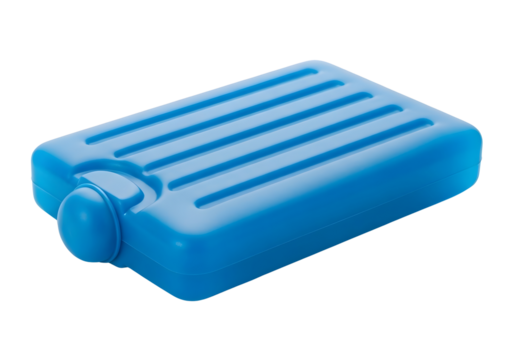 Blue ice pack for cooling food and drinks isolated on transparent background