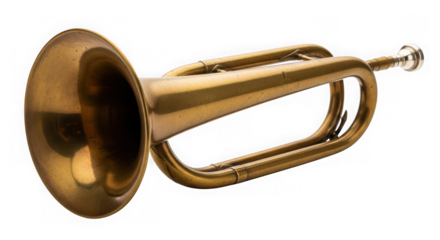 Vintage brass bugle on isolated background, ready for design