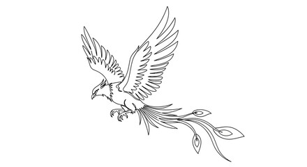 Obraz premium Majestic phoenix soars with outstretched wings against a pristine backdrop, a powerful symbol of