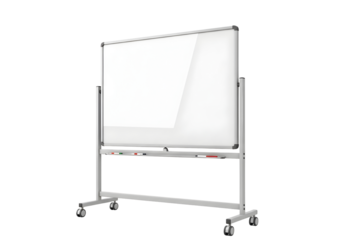 Whiteboard on wheels isolated on transparent background