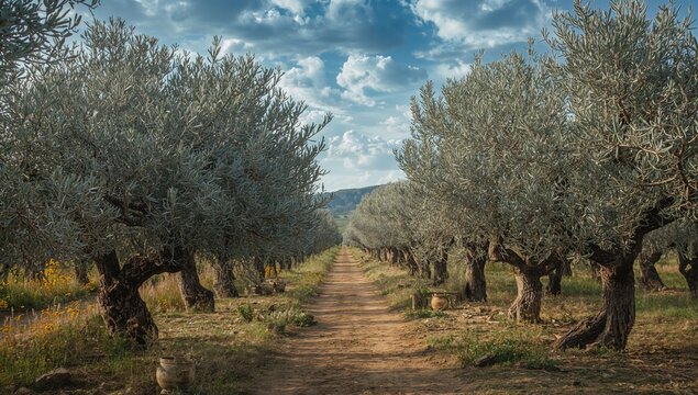 A grove of olive trees in a Spanish region, highlighting preservation