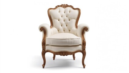 Classic armchair art deco design in white velvet with wooden legs, suitable for stylish interior d&Atilde;&copy;cor