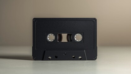Black magnetic tape cassette for recording audio music, a nostalgic item for analog enthusiasts