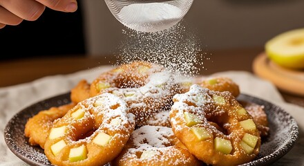 Apple Rings Delight - A Sweet Treat Dusted with Powdered Sugar.