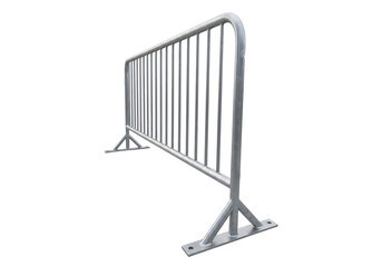 Metal crowd control barrier with feet isolated on transparent background