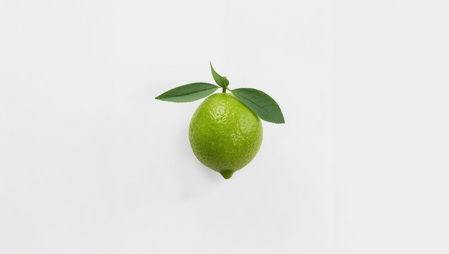Green calamondin and leaf cluster replacing lemon on white backdrop, fiber-dense choice
