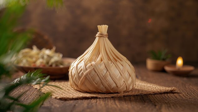 Ketupat, traditional festive rice cake associated with Eid al-Fitr celebrations, cultural significance in festive cuisine