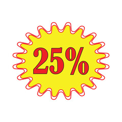 Bright yellow 25 off sale burst sticker