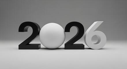 Bold 3D numbers representing the year 2026 stand against a clean, neutral background.
