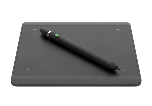 Digital drawing tablet and stylus isolated on transparent background - Powered by Adobe