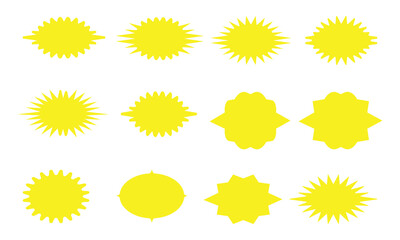 Collection of yellow sunburst shapes
