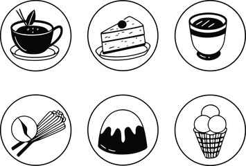 set of vector icons of different kinds of food and drinks