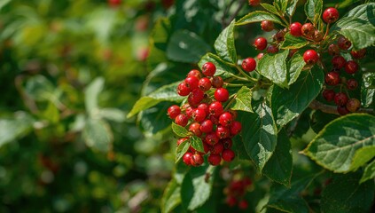 Obraz premium Calafate berry backdrop, vibrant summer foliage, fiber-dense choice